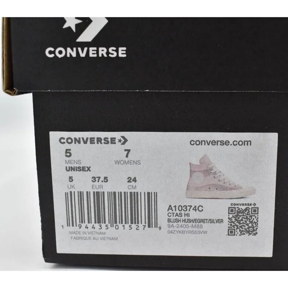 Converse Women 7 Chuck Taylor All Star Suede Canvas Blush High Top Sneaker Shoes